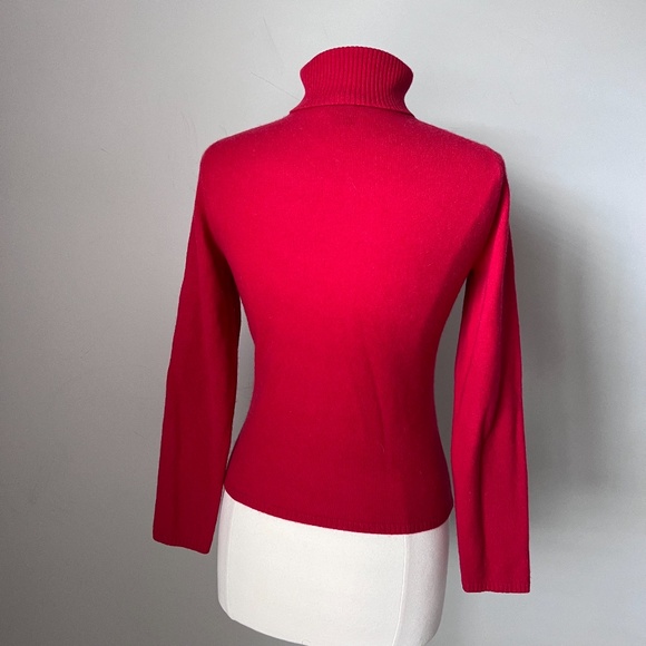 Vintage Ann Taylor Two Ply 100% Cashmere Turtleneck Sweater Holiday Red Small - Picture 9 of 15
